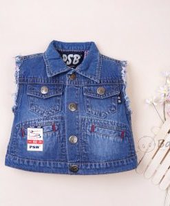 Áo khoác jeans PSB sát nách phối 2 túi